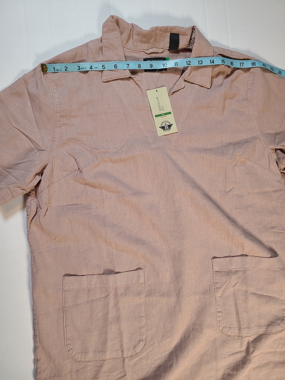 Dockers Blush Pink Womens XL V-Neck Linen Blend Stylish Dress - Picture 9 of 13